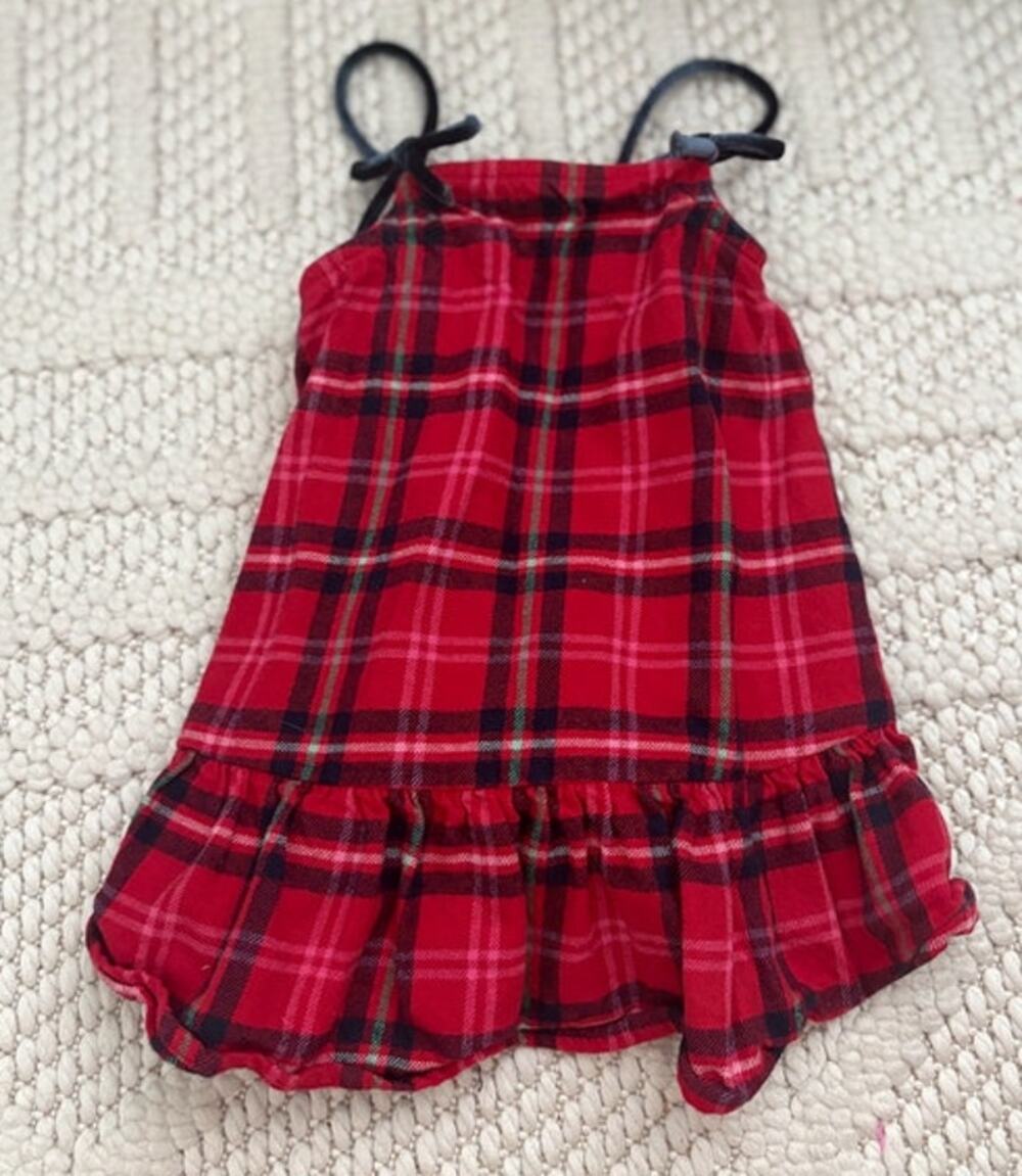 Old Navy Baby Girl Plaid Bows Christmas Dress Size 12-18 Months